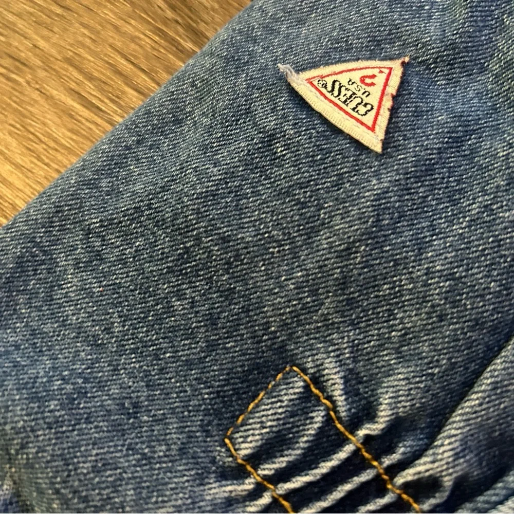 Vintage Guess Made in USA baby 12 month Denim Bib Overalls ruched back
